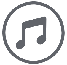A gray musical note icon enclosed in a gray circle on a light background