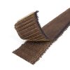 A close up of a VELCRO® Brand HI GARDE® Fastener a brown textured strip with a looped edge and partially rolled resembling an industrial strength hook and loop fastener